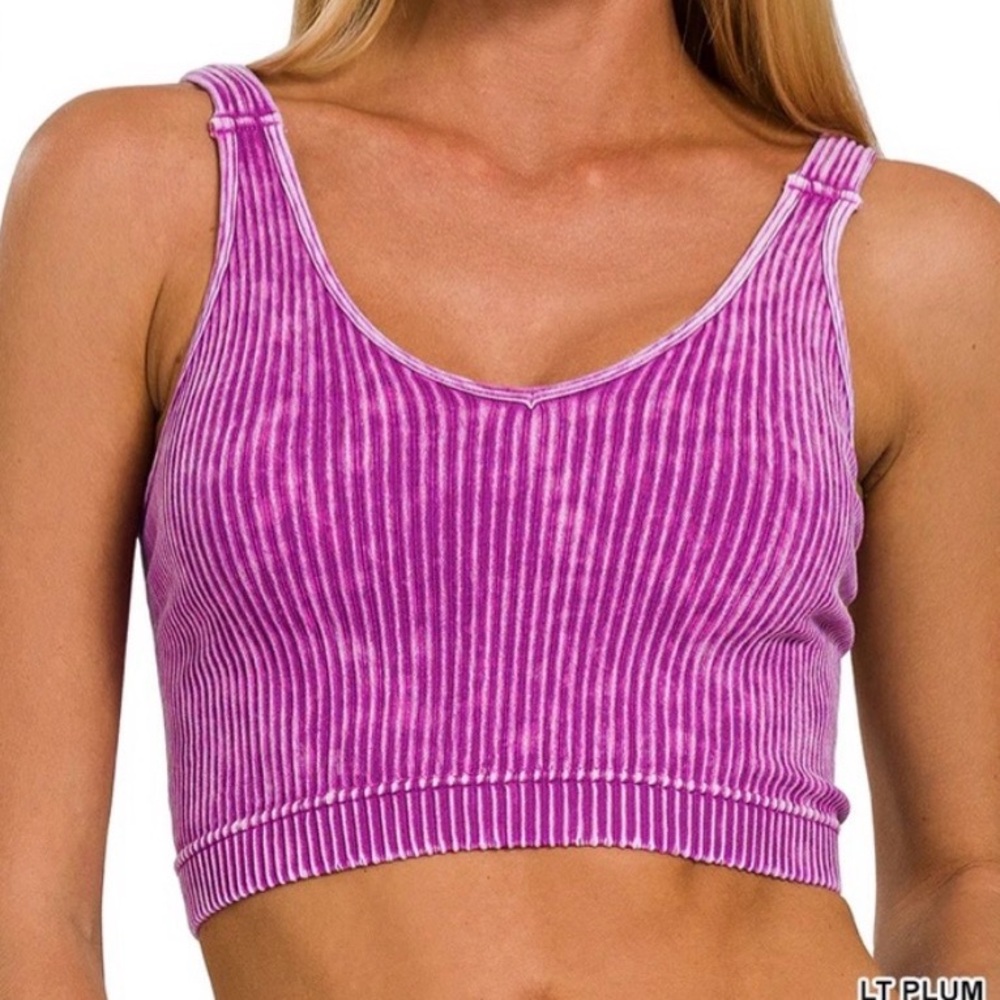🔥🔥NWT Zenana Outfitters Lt. Plum Two Way Ribbed Tank Top